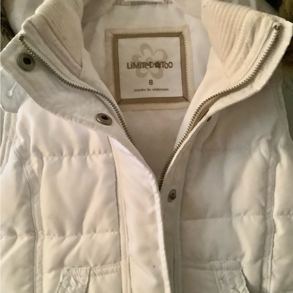 Girls Limited Too Jacket White Hoodie Puffer Vest sz 8 NWOT - Picture 3 of 4